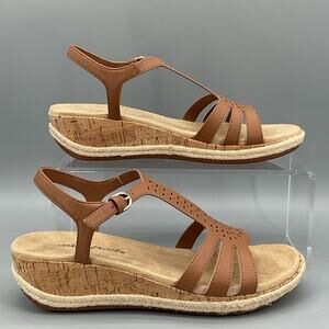 NEW Easy Street Women’s Dorinda Wedge Sandals Tan Size 7M